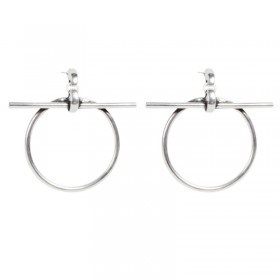 Boucles d'oreilles Créoles RING métal - Anneaux ronds & Barre transversale CXC