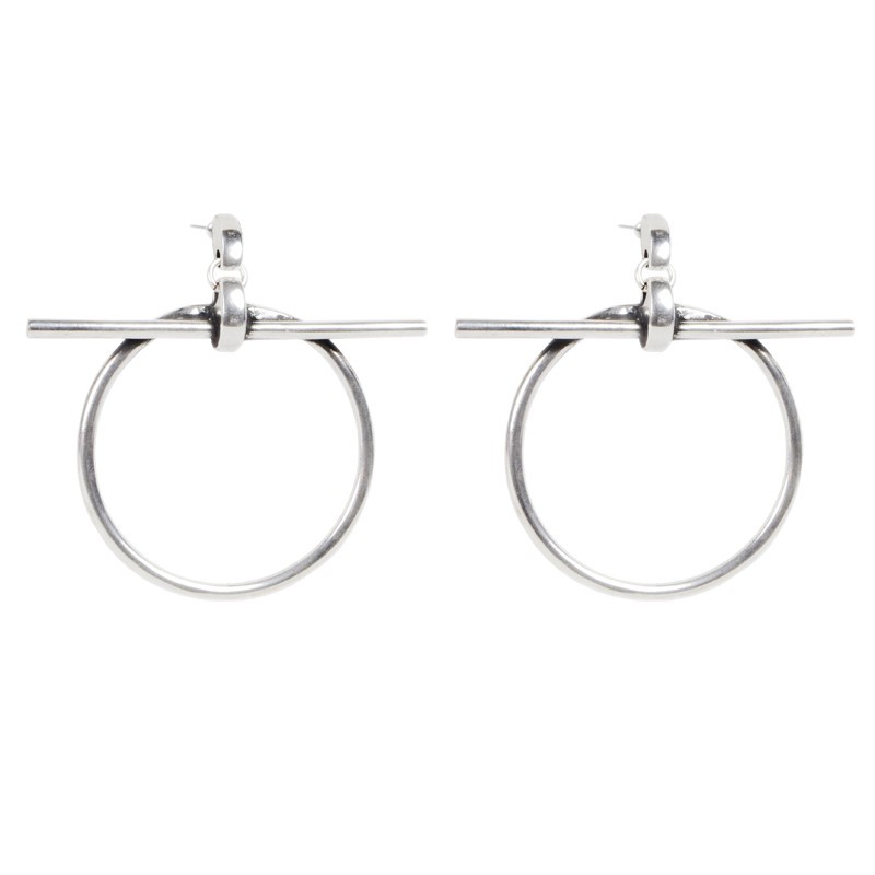 Boucles d'oreilles Créoles RING métal - Anneaux ronds & Barre transversale CXC