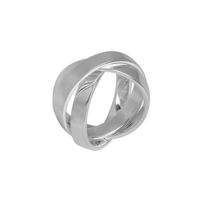 Bague Large argent & Trois anneaux plats emmêlés designs signée CANYON Bague Large argent & Trois anneaux plats emmêlés designs signée CANYON