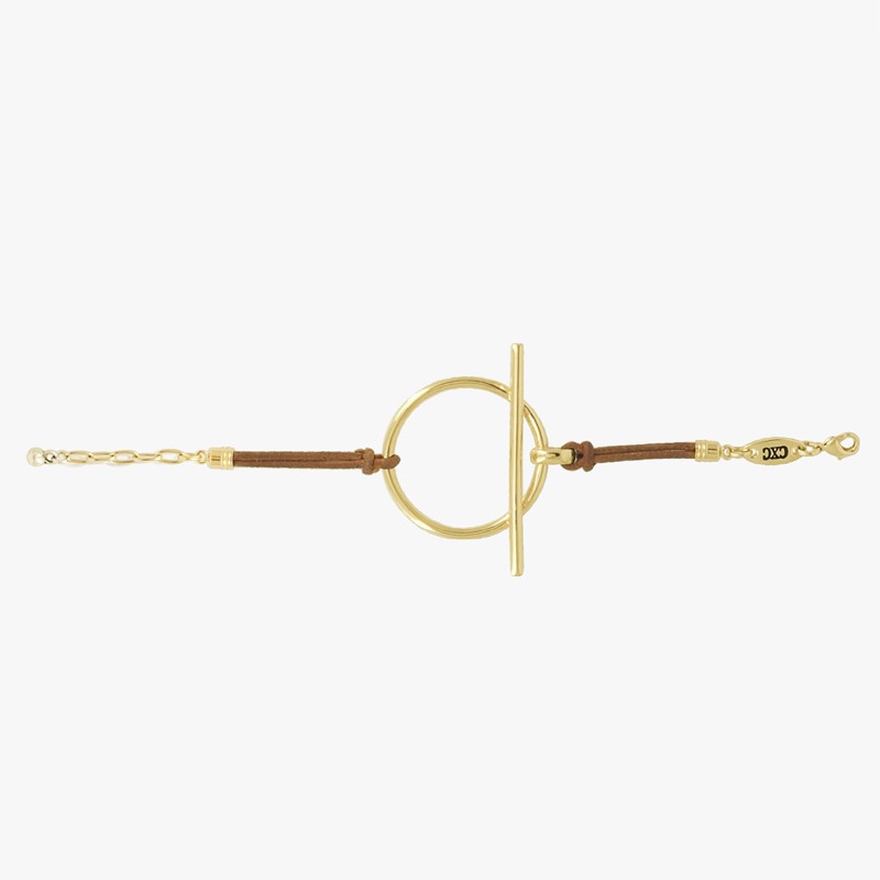 Bracelet Gourmette RING doré - Chaîne & Anneau rond barrette CXC Bracelet Gourmette RING doré - Chaîne & Anneau rond barrette CXC