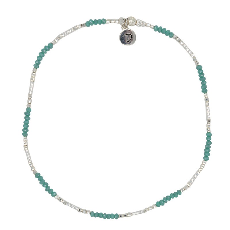 Bracelet de Chevilles élastiqué Argent - Perles argent & Pierres vertes Doriane Bijoux Bracelet de Chevilles élastiqué Argent - Perles argent & Pierres vertes Doriane Bijoux