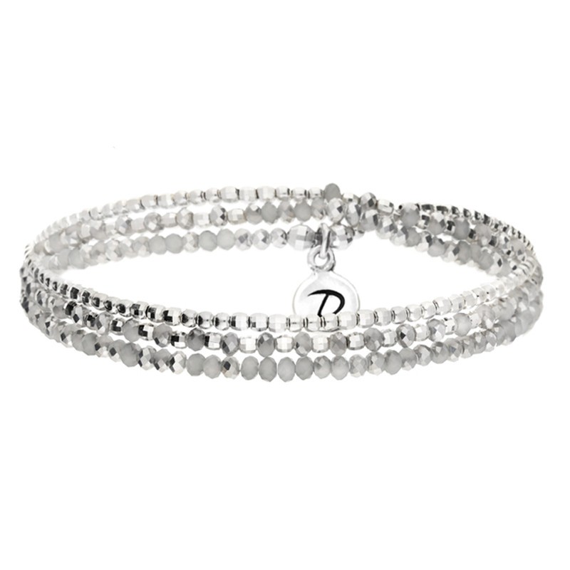 Bracelet triple tours élastiqué Heaven Argent & Hématites grises DORIANE Bijoux Bracelet triple tours élastiqué Heaven Argent & Hématites grises DORIANE Bijoux