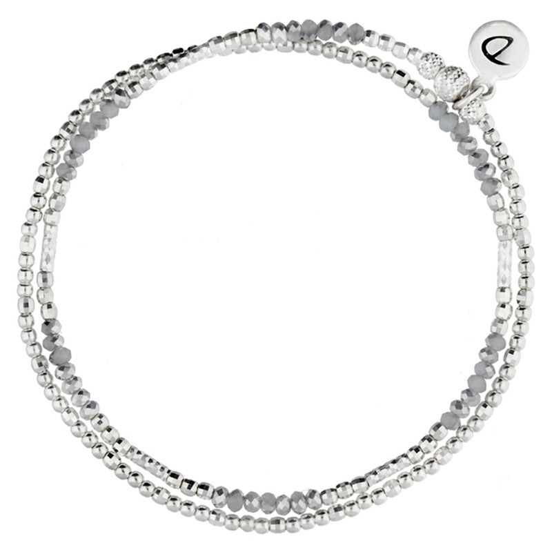 Bracelet multi-tours élastiqué DOUBLE BIRDY argent & Perles hématites grises DORIANE Bijoux Bracelet multi-tours élastiqué DOUBLE BIRDY argent & Perles hématites grises DORIANE Bijoux