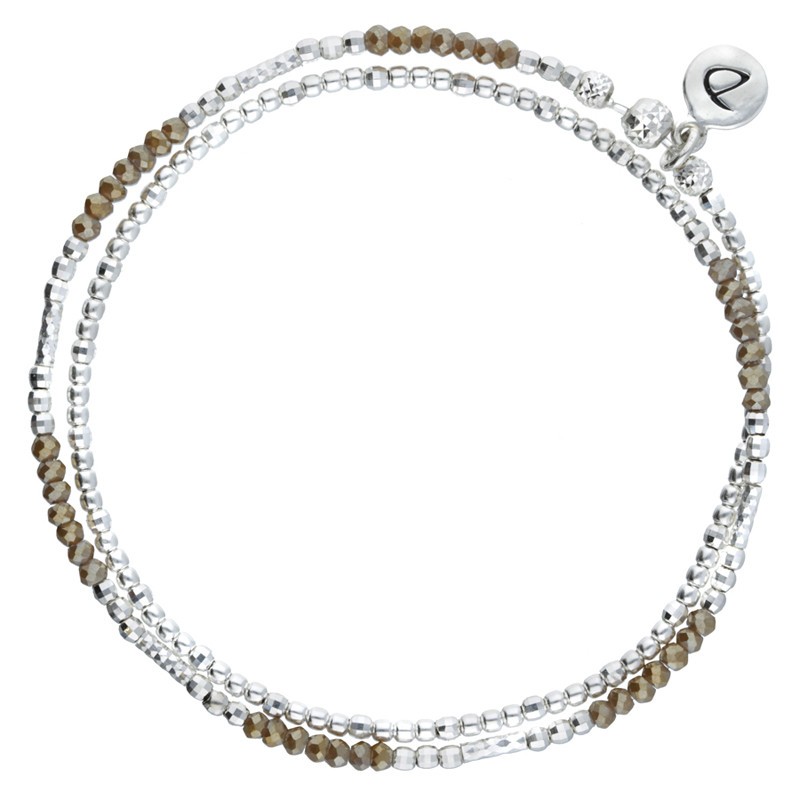 Bracelet multi-tours élastiqué DOUBLE BIRDY argent & Perles marrons claires DORIANE Bijoux Bracelet multi-tours élastiqué DOUBLE BIRDY argent & Perles marrons claires DORIANE Bijoux