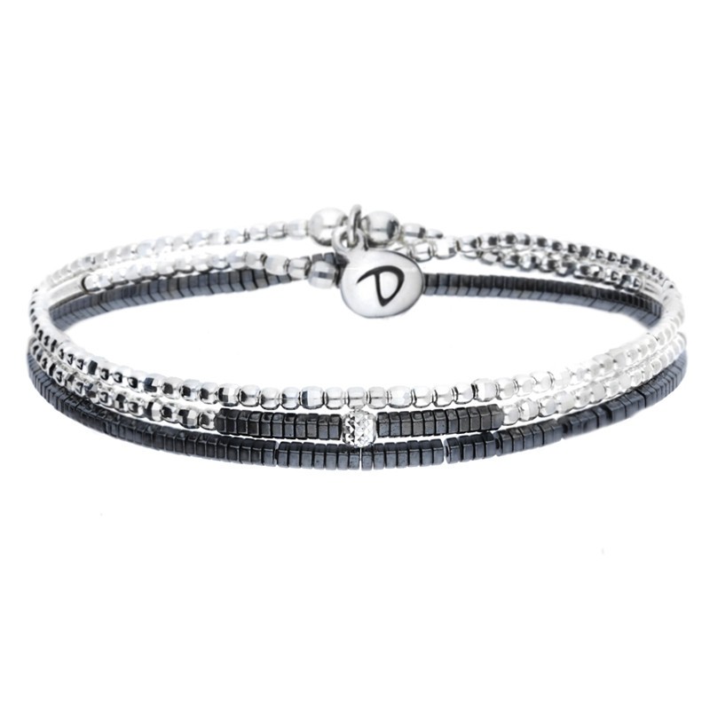 Bracelet multi-tours élastiqué Flirting argent & Hématites noires DORIANE Bijoux Bracelet multi-tours élastiqué Flirting argent & Hématites noires DORIANE Bijoux