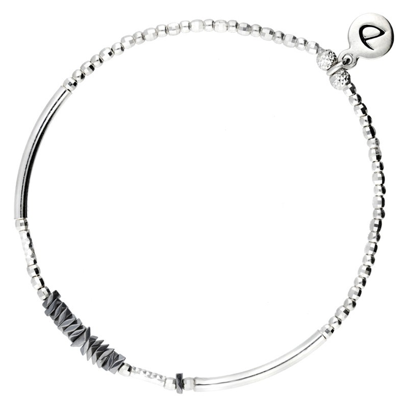 Bracelet fin élastiqué Silver argent - Tubes & Chips hématites grises DORIANE Bijoux Bracelet fin élastiqué Silver argent - Tubes & Chips hématites grises DORIANE Bijoux