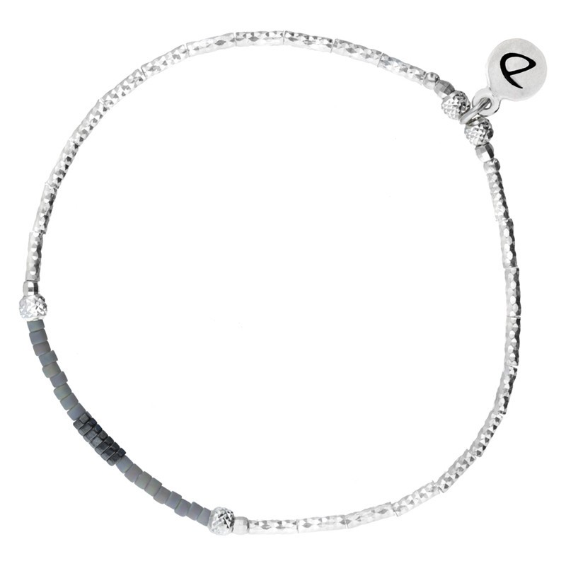 Bracelet fin élastiqué Shinny argent - Hématites grises & Miyuki grises DORIANE Bijoux Bracelet fin élastiqué Shinny argent - Hématites grises & Miyuki grises DORIANE Bijoux
