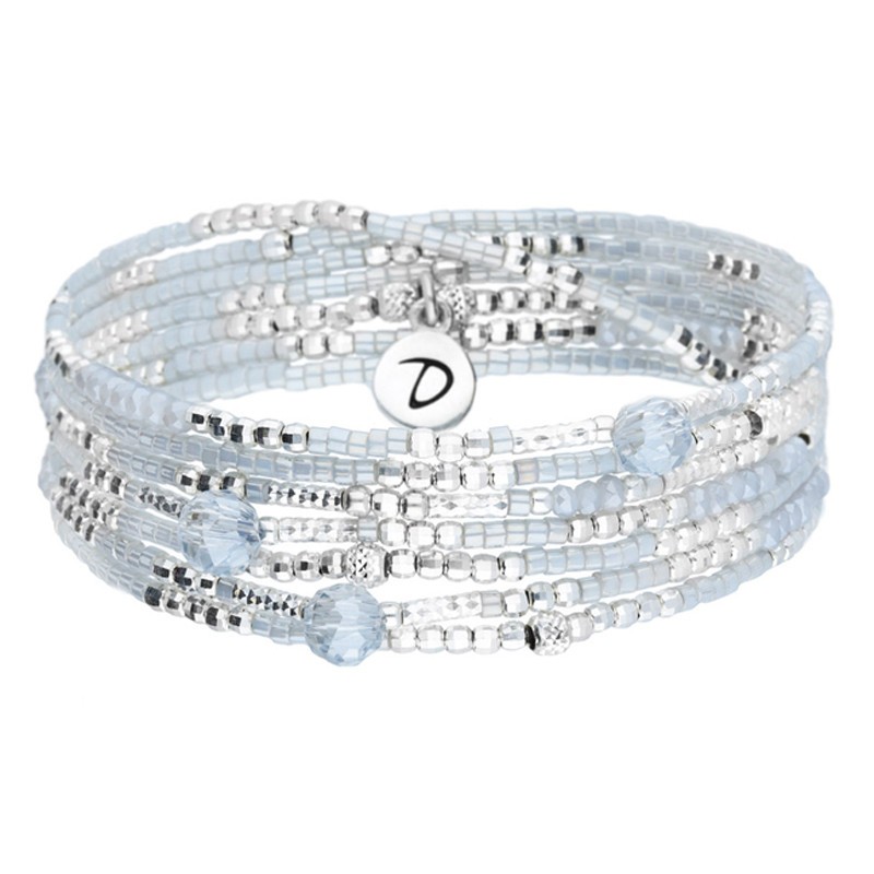 Bracelet 7 rangs élastiqué argent LOLLILOP gris & Perles goutte de cristal DORIANE Bijoux Bracelet 7 rangs élastiqué argent LOLLILOP gris & Perles goutte de cristal DORIANE Bijoux