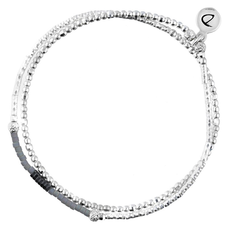 Bracelet multi tours élastiqué Shinny argent - Hématites & Miyuki gris mat DORIANE Bijoux Bracelet multi tours élastiqué Shinny argent - Hématites & Miyuki gris mat DORIANE Bijoux