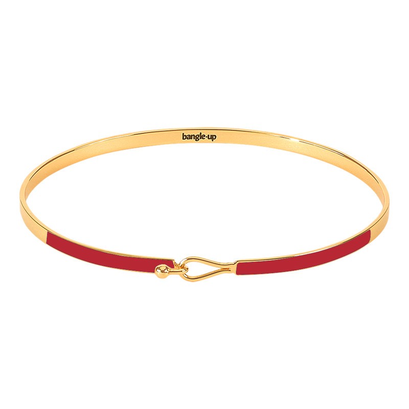 Bracelet Jonc fermé fin Lily ROUGE VELOURS doré - Fermoir crochet - BANGLE UP Bracelet Jonc fermé fin Lily ROUGE VELOURS doré - Fermoir crochet - BANGLE UP