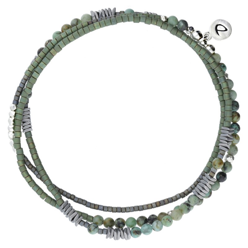 Bracelet homme élastiqué argent IDEAL - Triple tours & Miyuki hématites gris kaki - DORIANE Bijoux Bracelet homme élastiqué argent IDEAL - Triple tours & Miyuki hématites gris kaki - DORIANE Bijoux
