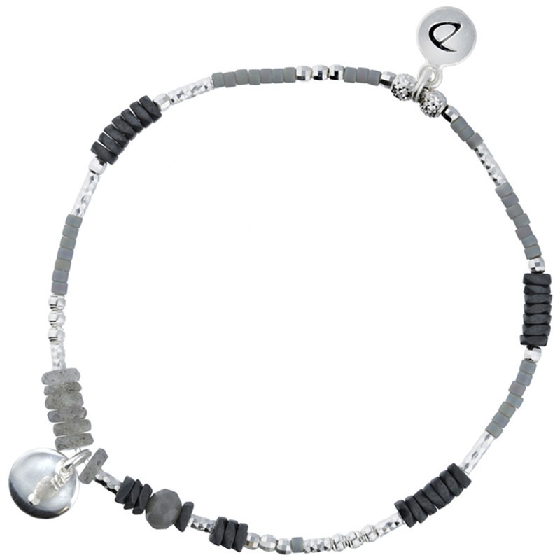 Bracelet fin élastique argent Pastille gris - Hématites & Labradorites DORIANE Bijoux Bracelet fin élastique argent Pastille gris - Hématites & Labradorites DORIANE Bijoux