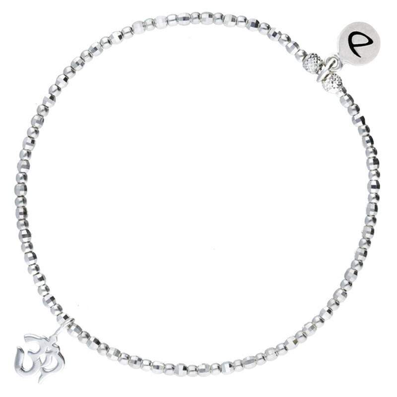Bracelet élastique argent OM Sanskrite - Perles diamantés & Lettres OM DORIANE Bijoux Bracelet élastique argent OM Sanskrite - Perles diamantés & Lettres OM DORIANE Bijoux