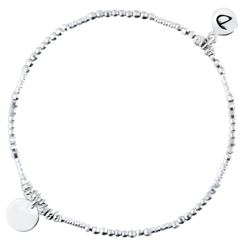 Bracelet élastique en argent PASTILLE - Perles diamantées & Pastille ronde DORIANE Bijoux Bracelet élastique en argent PASTILLE - Perles diamantées & Pastille ronde DORIANE Bijoux