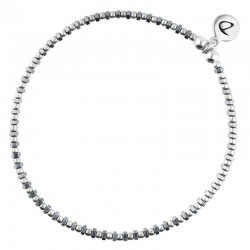 Bracelet élastique GRAIN DE FOLIE - Perles argent & Hématites grises DORIANE BIJOUX
