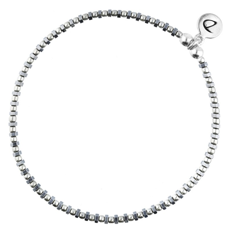 Bracelet élastique GRAIN DE FOLIE - Perles argent & Hématites grises DORIANE BIJOUX Bracelet élastique GRAIN DE FOLIE - Perles argent & Hématites grises DORIANE BIJOUX