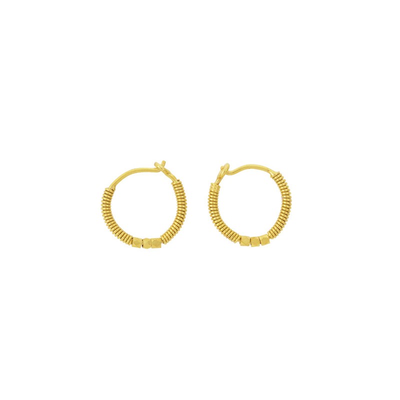 Boucles d'oreilles BOE - Créoles perles dorées design UNE A UNE Boucles d'oreilles BOE - Créoles perles dorées design UNE A UNE