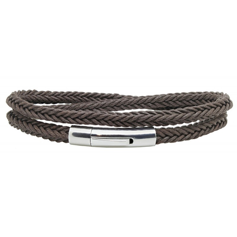 Bracelet jonc multi-tours Mixte - Coton tressé carré & Clic métal LOOP AND CO Bracelet jonc multi-tours Mixte - Coton tressé carré & Clic métal LOOP AND CO