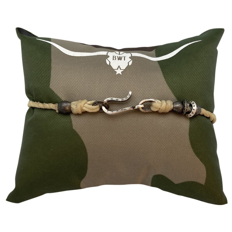 Bracelet homme MARSHALL argent - Corde ciré beige & Fermoir disques spacer BOOTLEGGERS Bracelet homme MARSHALL argent - Corde ciré beige & Fermoir disques spacer BOOTLEGGERS