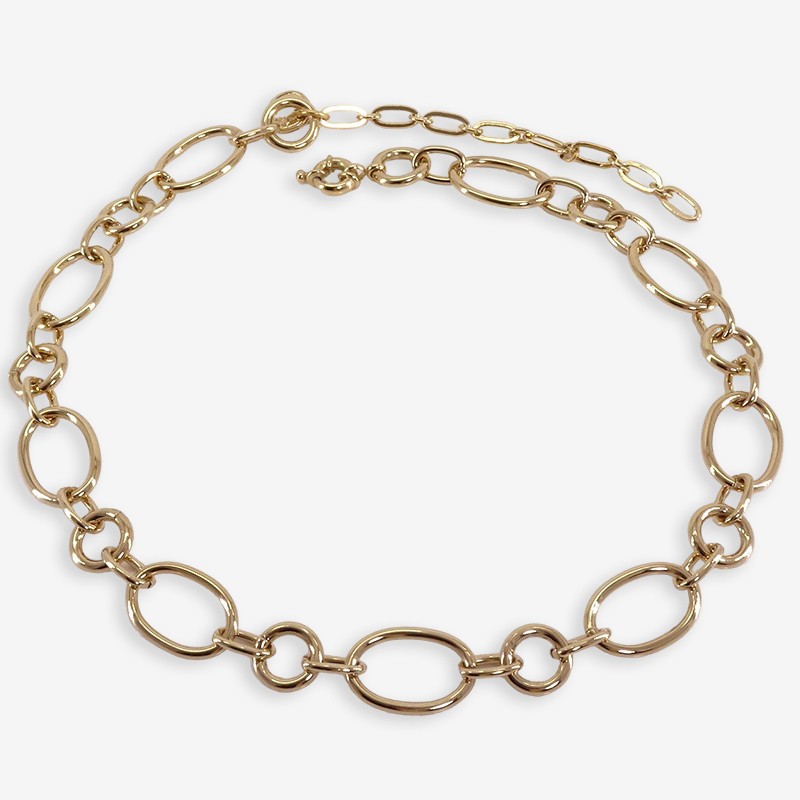 Collier court OVOL doré - Chaîne & Anneaux ovales design CHORANGE Collier court OVOL doré - Chaîne & Anneaux ovales design CHORANGE