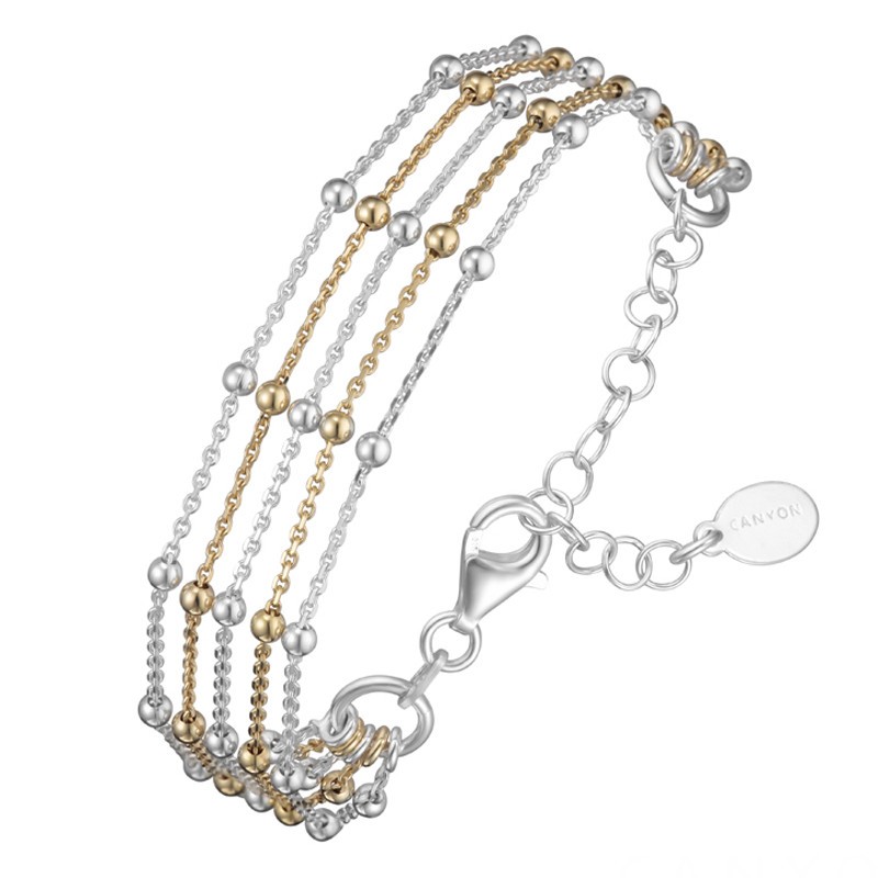 Bracelet multi-rangs Argent Or jaune - Cinq Chaînes boules & Petites boules CANYON Bracelet multi-rangs Argent Or jaune - Cinq Chaînes boules & Petites boules CANYON