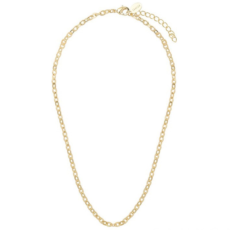 Collier court chaîne dorée 42 cm - Maillons forçats serrés ronds & plats CANYON Collier court chaîne dorée 42 cm - Maillons forçats serrés ronds & plats CANYON