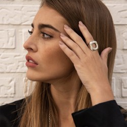 Grosse Bague métal ENCUADRA & Décor carré évidé design TAILLE 60