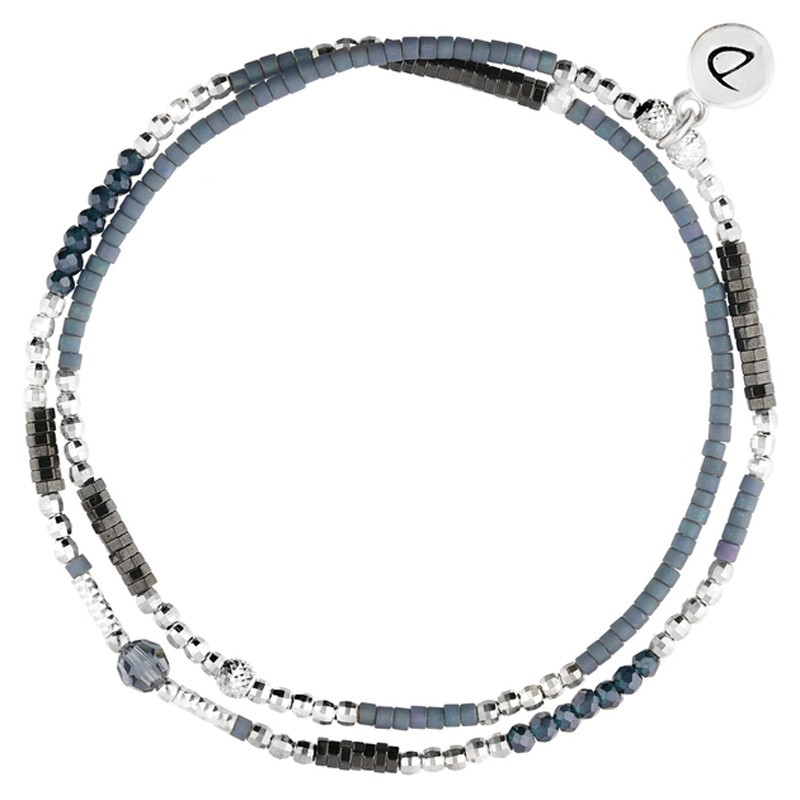 Bracelet multi-tours élastiqué CANBERRA en argent - Hématites bleues - DORIANE Bijoux Bracelet multi-tours élastiqué CANBERRA en argent - Hématites bleues - DORIANE Bijoux