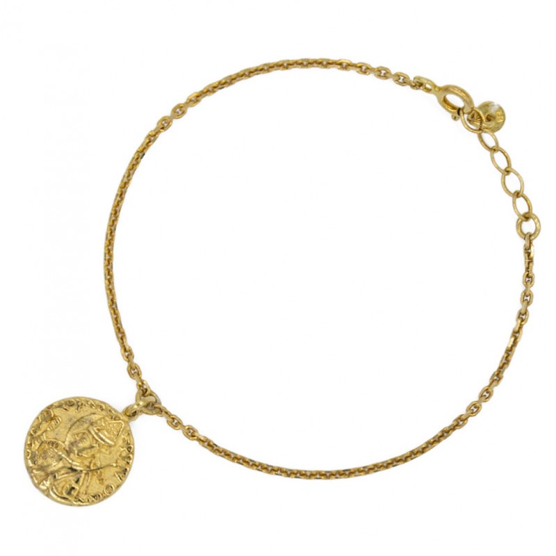 Bracelet fin chaîne doré - Médaille hiéroglyphe figurines - YUNA Bracelet fin chaîne doré - Médaille hiéroglyphe figurines - YUNA