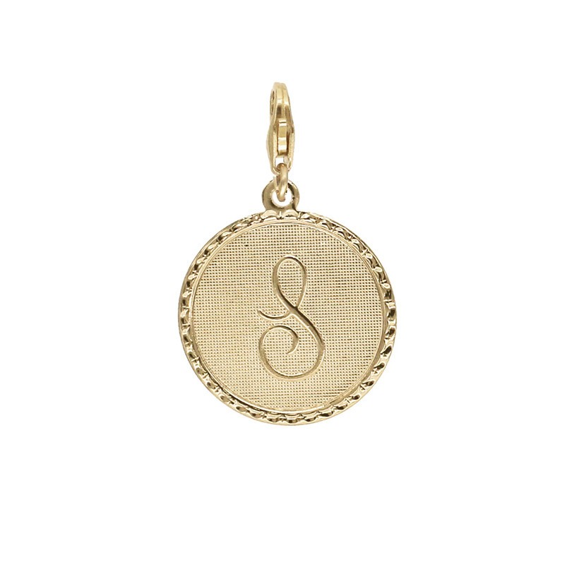 Pendentif Médaille Monogramme à clipser INITIALE au choix - Abécédaire Lettres Lettre S