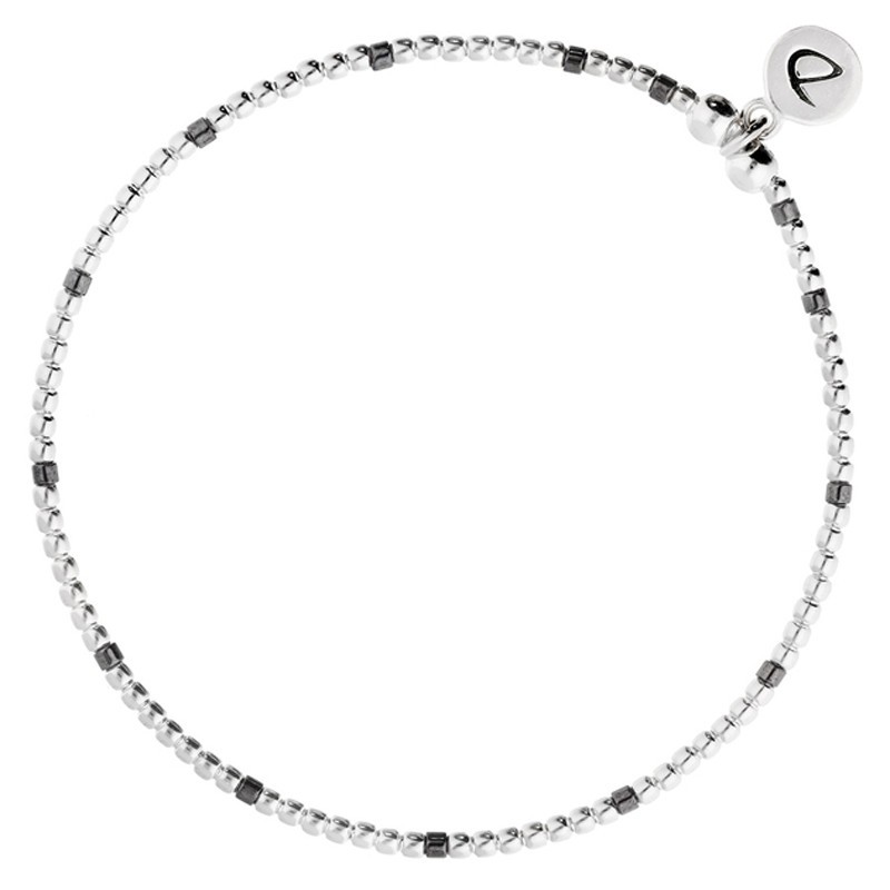 Bracelet élastique GRAIN DE FOLIE - Perles argent & Perles grises DORIANE BIJOUX Bracelet élastique GRAIN DE FOLIE - Perles argent & Perles grises DORIANE BIJOUX