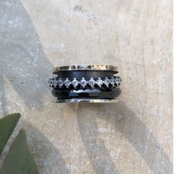 Bague large Tube Argent Anneaux & Zircons - LA PROMESSE