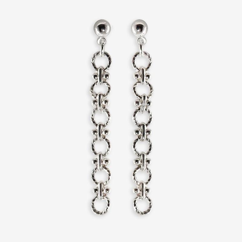 Boucles d'oreilles pendantes SALINE argent - Anneaux ronds & Petites boules CHORANGE Boucles d'oreilles pendantes SALINE argent - Anneaux ronds & Petites boules CHORANGE