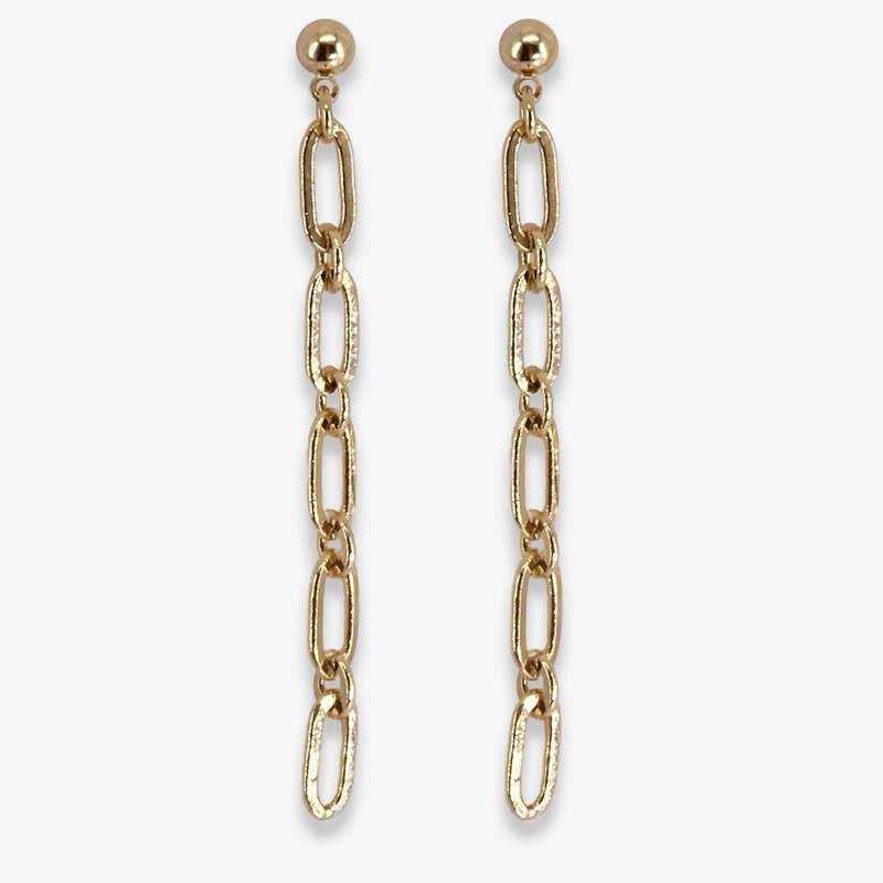 Boucles d'oreilles pendantes DIM chaîne dorée - Maillons allongés CHORANGE Boucles d'oreilles pendantes DIM chaîne dorée - Maillons allongés CHORANGE