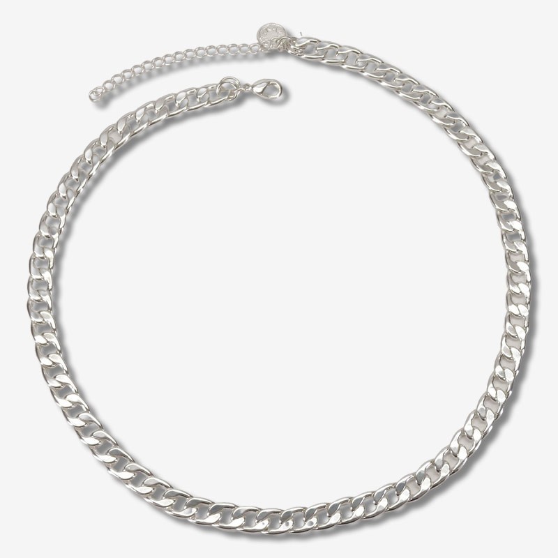 Collier court GOURMETTE argent - Maillons plats CHORANGE Collier court GOURMETTE argent - Maillons plats CHORANGE