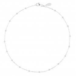 Collier court argent - Chaîne billes fine & Petites boules signé Canyon