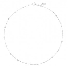 Collier court argent - Chaîne billes fine & Petites boules signé Canyon