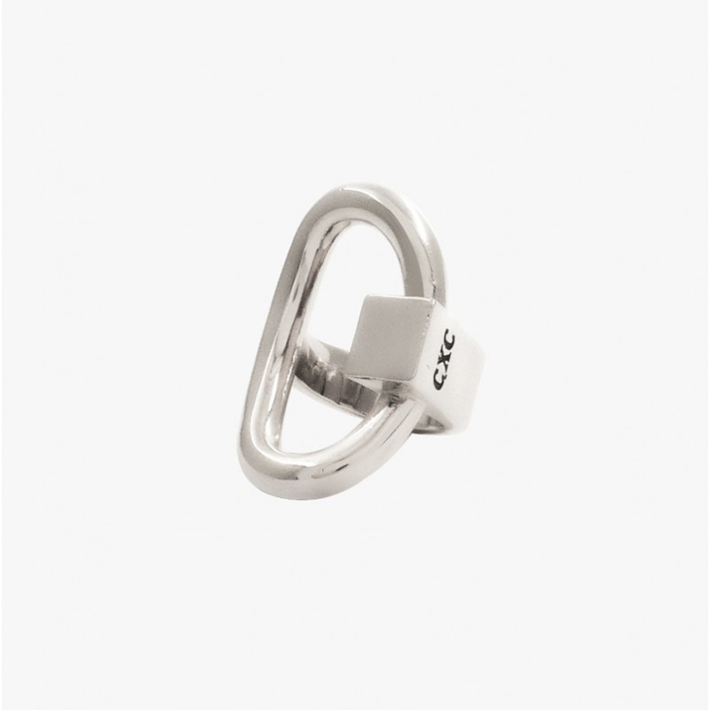 Bague Large STIRRUP métal - Anneau étrier & carré design - CXC Bague Large STIRRUP métal - Anneau étrier & carré design - CXC