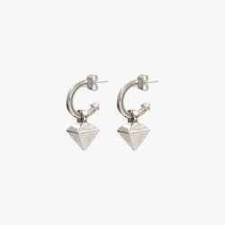 Boucles d'oreilles créoles REVERSE métal & Pendentif pyramide inversée - CXC
