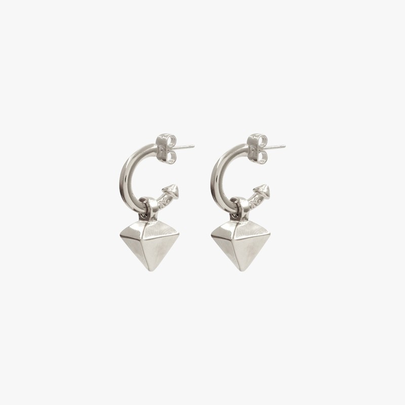 Boucles d'oreilles créoles REVERSE métal & Pendentif pyramide inversée - CXC Boucles d'oreilles créoles REVERSE métal & Pendentif pyramide inversée - CXC