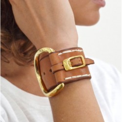 Bracelet Manchette Large BELT doré CXC