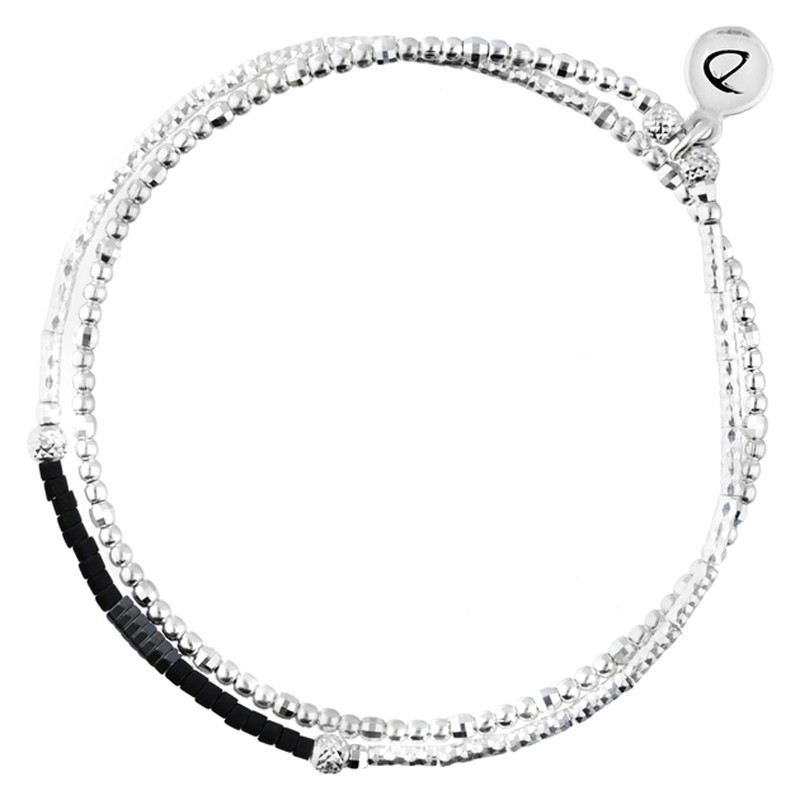 Bracelet multi tours élastiqué SHINNY Argent - Hématites & Miyuki noires - DORIANE Bijoux Bracelet multi tours élastiqué SHINNY Argent - Hématites & Miyuki noires - DORIANE Bijoux