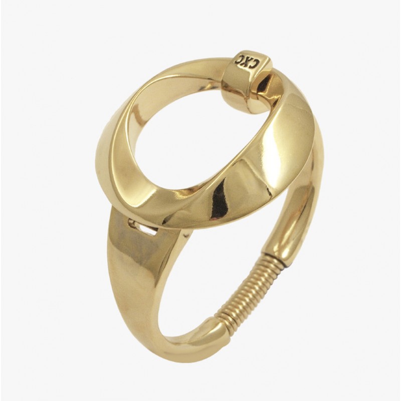 Bracelet Jonc Or PONIENTE - Décor Ellipse Rond évidé design cxc Bracelet Jonc Or PONIENTE - Décor Ellipse Rond évidé design cxc