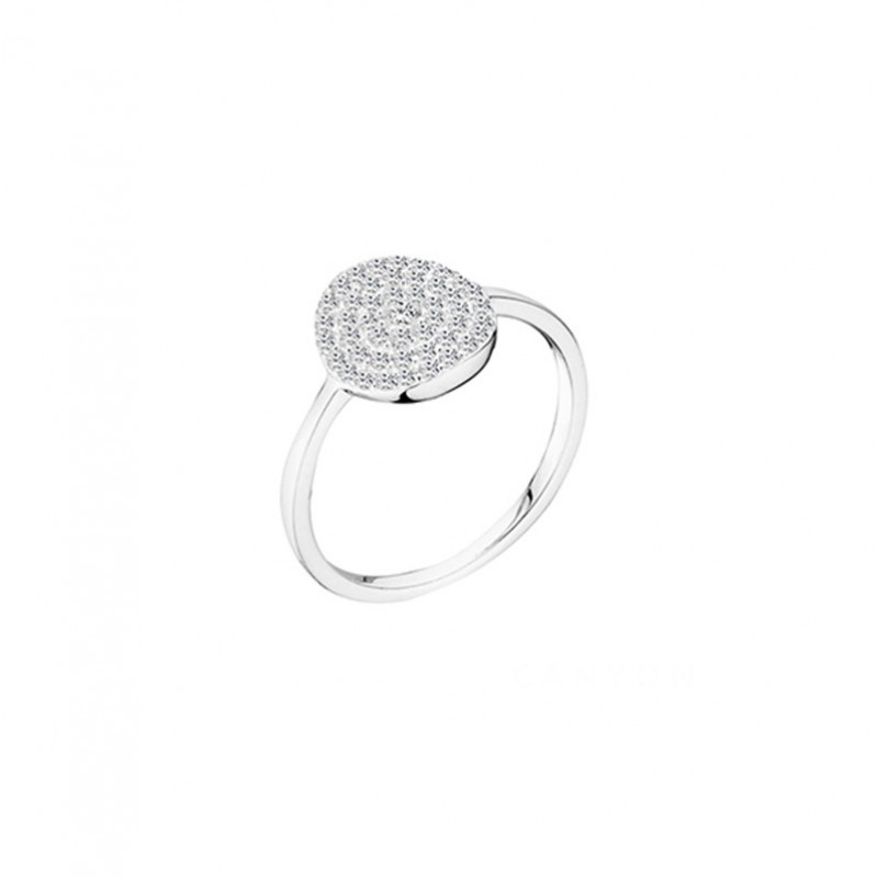 Bague fine Solitaire & Ornée d'un disque de zircons blancs - CANYON Bague fine Solitaire & Ornée d'un disque de zircons blancs - CANYON