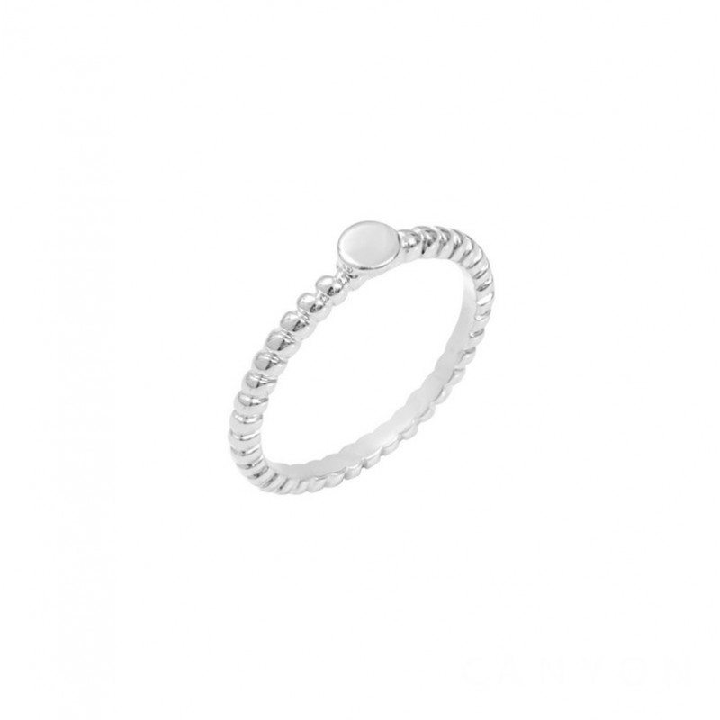 Bague fine argent Anneau torsadé - Ornée d'un mini disque CANYON Bague fine argent Anneau torsadé - Ornée d'un mini disque CANYON