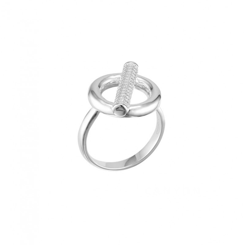 Bague fine Anneau rond évidé & Barrette de Zircons blancs - CANYON Bague fine Anneau rond évidé & Barrette de Zircons blancs - CANYON