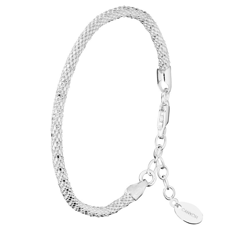 Bracelet Jonc souple en argent - Maille Framboisine design 3 mm CANYON Bracelet Jonc souple en argent - Maille Framboisine design 3 mm CANYON