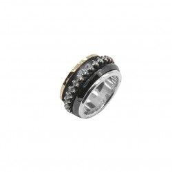 Bague large Tube Argent Anneaux & Zircons - LA PROMESSE TAILLE 58