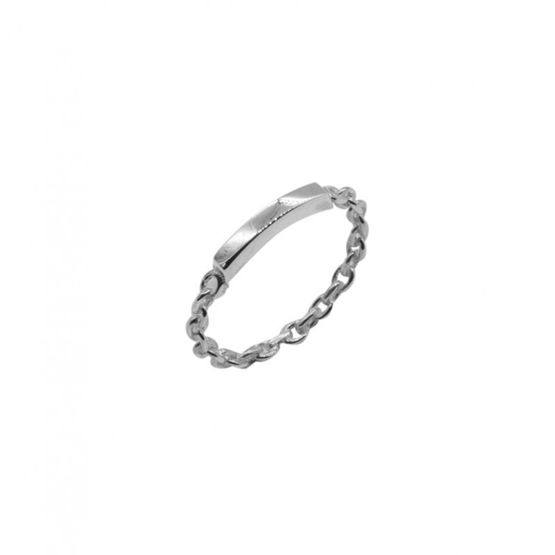 Bague fine Alliance argent Chaîne forçat & Décor Barrette design CANYON Bague fine Alliance argent Chaîne forçat & Décor Barrette design CANYON
