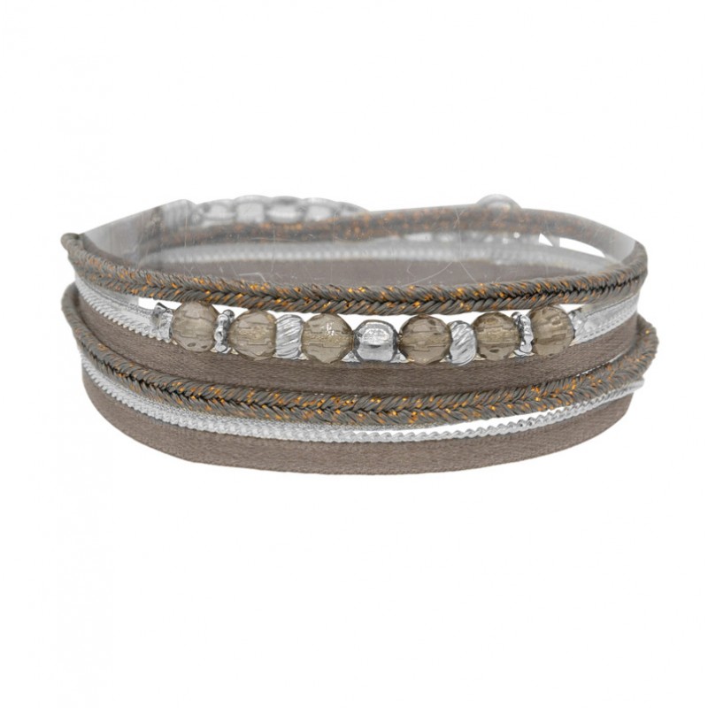 Bracelet multi-rangs PEPITA argent - Cordons & Perles grises - By garance Bracelet multi-rangs PEPITA argent - Cordons & Perles grises - By garance